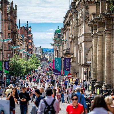 Busy street with pedestrians